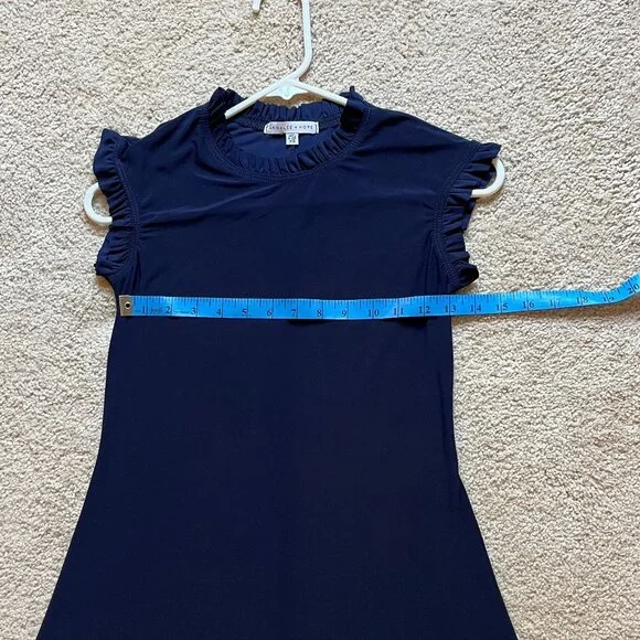 Navy Blue *Mock Neck* Mini Dress w/ Ruffles | XS | Simple & Sophisticated | NWOT - Picture 8 of 11